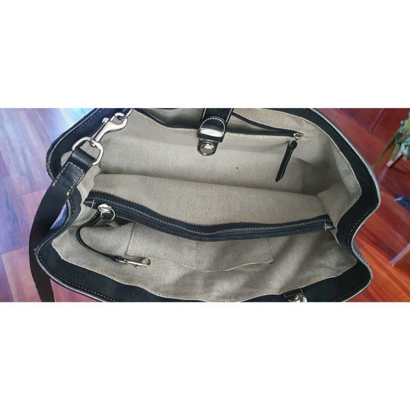 Dooney & Bourke Midnight Blue Signature Canvas Leather Trim Satchel Shoulder Bag - Picture 13 of 16